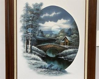 Winter Night Landscape Oil Painting