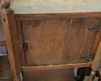 Antique nightstand, would hold a chamber pot, but will hold your treasures today