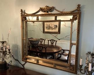 Ornate French Louis XVI Gilt Gold Wall Mirror