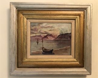 Framed Sailor’s Beach Original Oil on Canvas