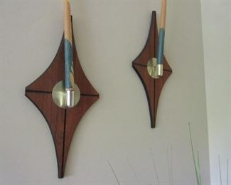 Teak wall sconces
