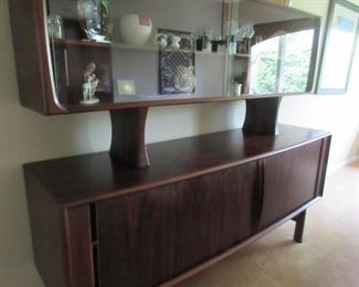Rosewood hutch with sliding glass doors