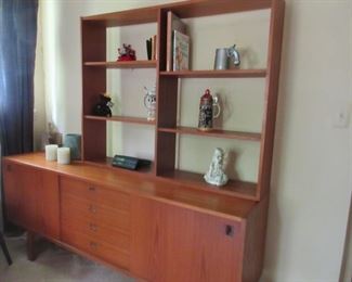 Teak open bookcase (wall unit)
