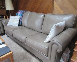 3 cushion grey leather sofa