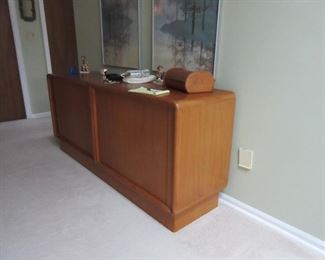 Teak side board storage