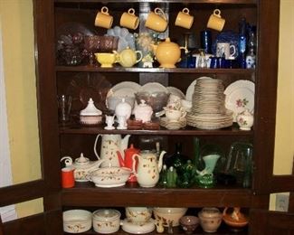 Collection of China, Fenton Glass, Vintage Teapots and glassware