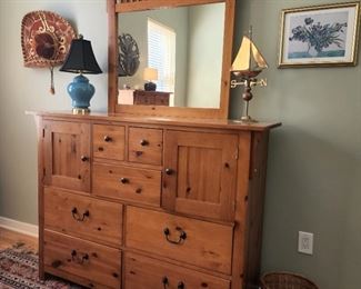 Dresser 45" high x 60" wide x 19" deep; mirror 37" high x 39" wide