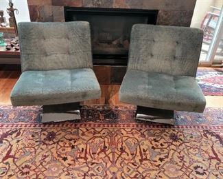 Blue velour chairs 32" high x 26" wide x 26" deep