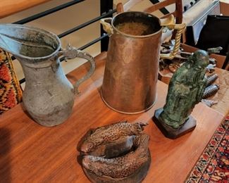 Copper pitcher 10" high