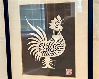 Item 2:  Asian "Rooster" Paper Cut - 10" x 12": $45 