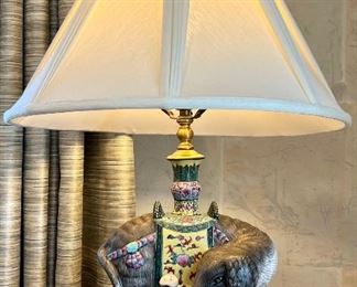 Item 30:  Porcelain Elephant Lamp - 23":  $275