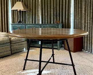 Item 36:  Wood Table on Iron Base - 47" x 28": $275