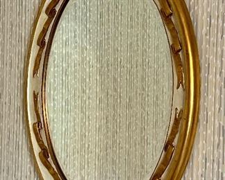 Item 49:  Ornate Oval Mirror with Gold Ribbon Accent - 22.5" x 28.75":  $195