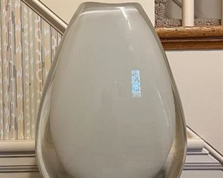 Item 67:  Signed Art Glass Vase (white) - 12": $65