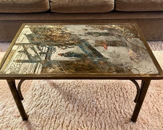Item 71:  Phillip & Kelvin Laverne Chinoiserie Table in Etched Bronze - 30"l x 20"w x 17"h: $4750