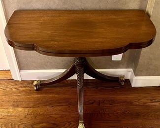 Item 77:  Flip Top Table with Brass Claw Feet- 36"l x 36"w x 27.75"h:  $425