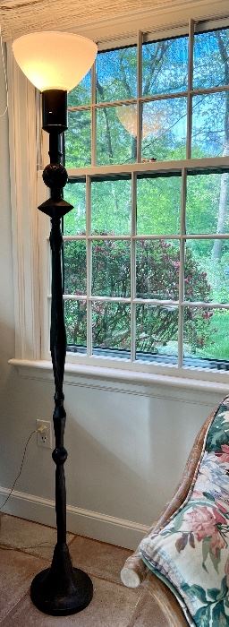 Item 93:  Heavy (yeah like REALLY heavy) Cast Iron Floor Lamp with Milk Glass Shade and additional shade if desired (see next photos) - 68.5":  $395