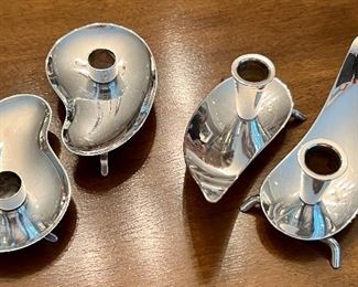 Item 124:  "Teardrop Candleholders" (Made in Denmark - left):  $65                                                                                                     Item 125:  Made in Denmark Candleholders (right):  $65                                     Tallest - 1.5"