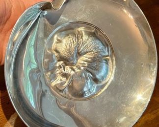 Item 132:  900 Silver Plate with Raised Flower - 8.5" x 1.25":  $165