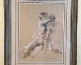 Item 215:  Signed ('88) Nude Drawing - 22.5" x 27.5": $225