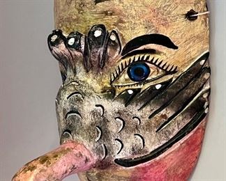 Item 227:  Carved Mask with Flamingo Nose - 10.5": $48