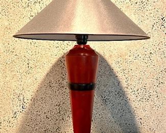 Item 290:  Painted Wood Table Lamp (red) - 21":  $95