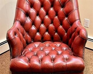 Item 279:  Kittinger Leather Chair with Nailhead Trim - 27.5"l x 20.5"w x 41"h:  $325
