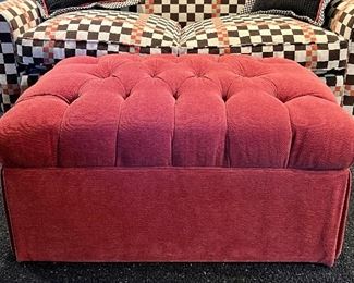 Item 295:  Tufted Ottoman on Rolling Casters - 37"l x 27"w x 16"h: $295