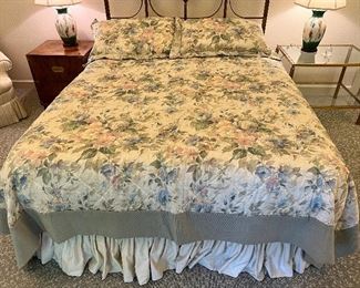 Item 304:  Queen Coverlet with 2 Shams (floral) and dust ruffle:  $145
