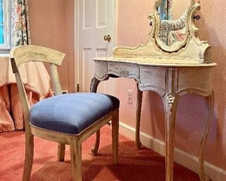Item 310:  Emilia Interiors, Inc. Vanity Desk & Chair: $365 for set                                                                                     Vanity - 36"l x 15"w x 51"h