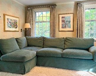 Item 24: Small Blue Down Sectional: $795