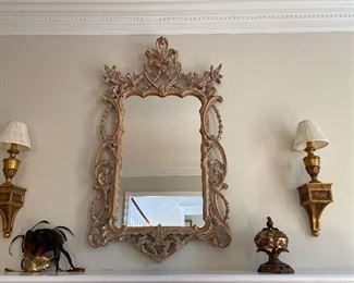 Carved wood mirror