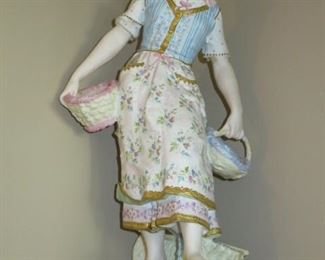 Bisque Lady with Baskets Figure