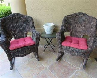 Brown Wicker Rocking Chairs