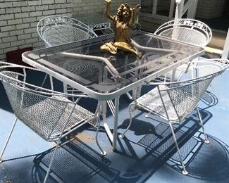 Patio Table and Four Wrought Iron Chairs