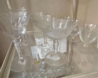 assorted vintage crystal - and wine glasses 