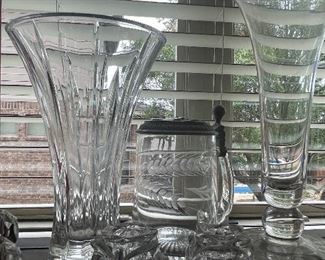 waterford marquis  vase and other crystal and glass items