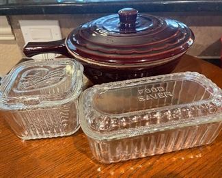 retro  glass storage  and  usa vintage cookware 
