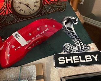  set of 4 authentic mustang parts - great deal for a mustang person  - think its for 2017    usa made -metal shelby cobra sign-  