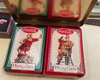 new coca cola cards and tin