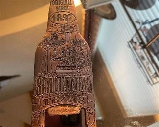 retro copper alamo bottle opener- not common-