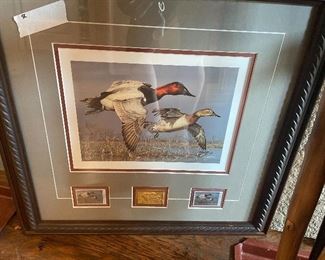 ducks unlimited- signed numbered -storm-print - well framed 
