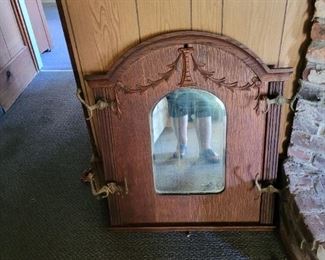 Antique Oak Hall Coat/Hat Mirror.  Wall Mount