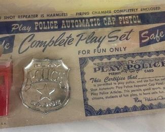 Police Automatic cap Pistol Play Set on Original Card