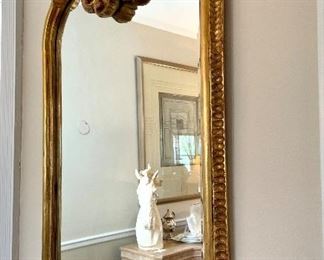 $150; gold mirror with scroll at top