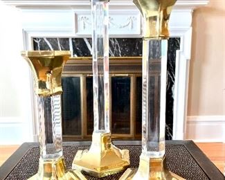 $90; set of 3 acrylic and brass candlesticks