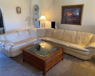 Living room sectional leather couch