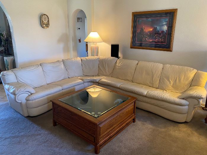 Living room sectional leather couch