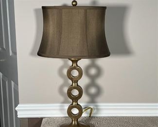 CONTEMPORARY TABLE LAMP | Gold brushed table lamp; h. 24-1/2 in.
