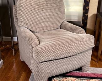 SHERRILL LOUNGE CHAIR & OTTOMAN | Sherrill Furniture Co. lounge chair with custom textured fabric upholstery, with a matching foot rest (pictured separately); h. 32-1/2 X 31 X 35 in.